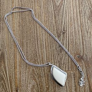Lucky Brand Long Pendant Necklace with White Stone.